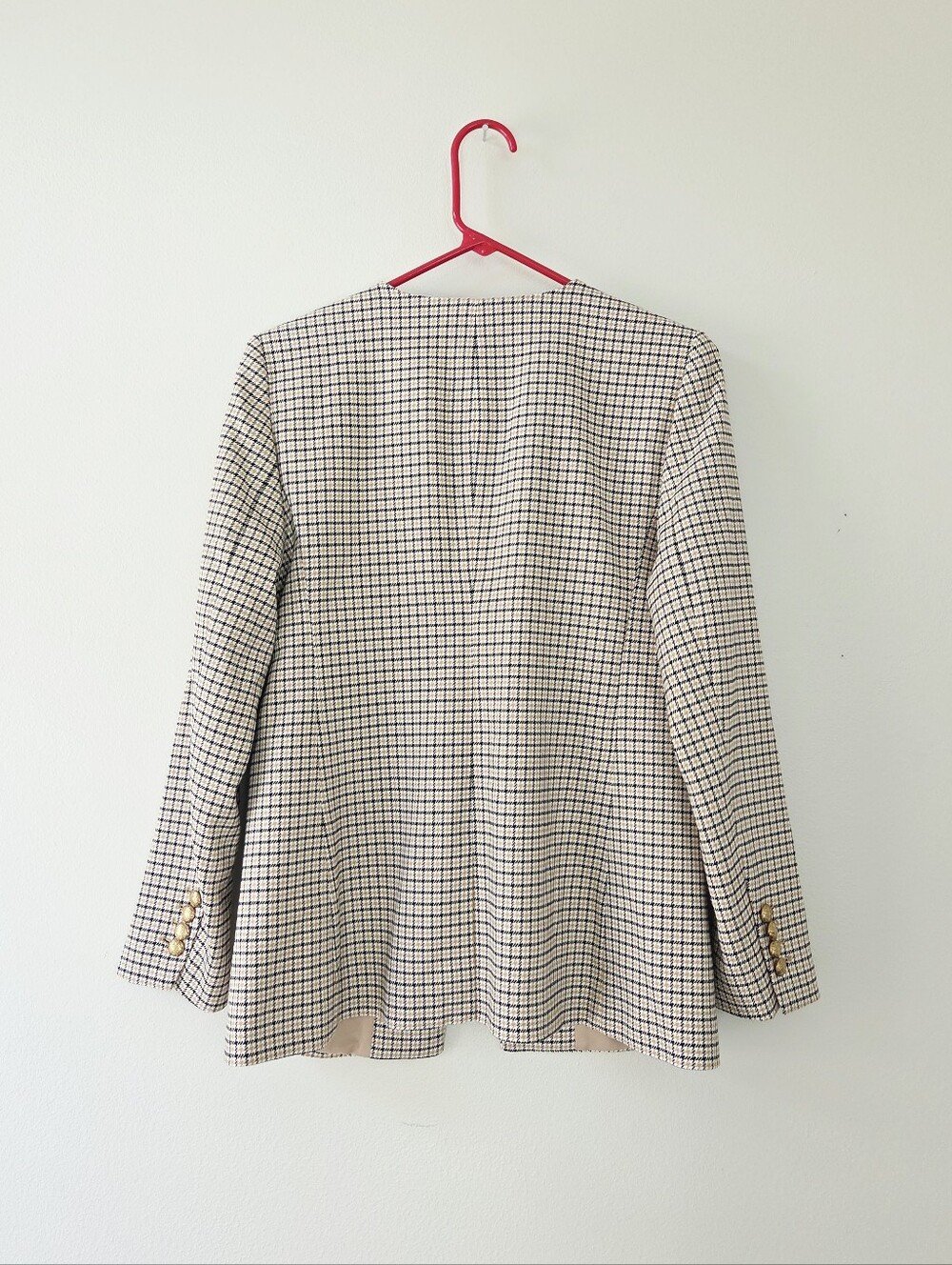 Ann Taylor Houndstooth Cream Split Hem Jacket Size 2P Petite - Picture 4 of 10